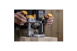 The tool features a 2-1/4 peak hp brushless motor that handles router bits up to 2-1/2 in. in diameter and is equipped with a plunge lock lever, an adjustable three-position turret stop, a tool-free depth adjustment system and a spindle lock.