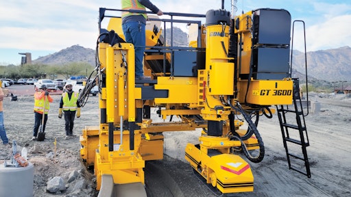 Sonic sensors are used on GOMACO texture/cure machines to eliminate the need for stringline on slipform paving projects.