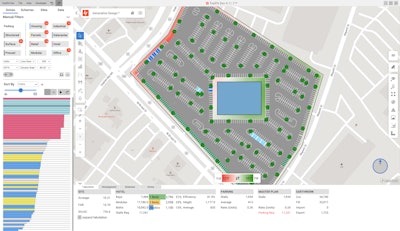 With TestFit Generative Design, users can define the targets they need with filters like floor area ratio (FAR), parking ratio and yield on cost, to find options for specific needs.