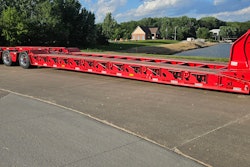 The trailer is rated to haul 100,000 lbs. in 10 ft. and designed for moving buses and other recovery loads.