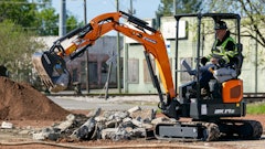 The 16-hp DX17Z-7 weighs approximately 4,200 lbs. and is the smallest member of the DEVELON mini excavator fleet.