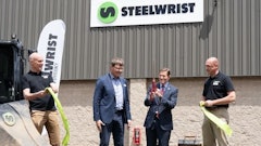 From left: Richard Aulin, vice president Region Americas; Stefan Stockhaus, CEO of Steelwrist; Sen. Richard Blumenthal, and Peter Gaj, vice president of sales at Steelwrist Inc.