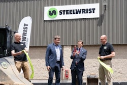 From left: Richard Aulin, vice president Region Americas; Stefan Stockhaus, CEO of Steelwrist; Sen. Richard Blumenthal, and Peter Gaj, vice president of sales at Steelwrist Inc.
