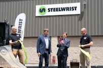 From left: Richard Aulin, vice president Region Americas; Stefan Stockhaus, CEO of Steelwrist; Sen. Richard Blumenthal, and Peter Gaj, vice president of sales at Steelwrist Inc.