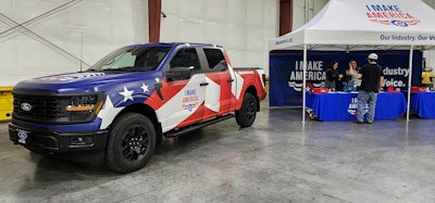 Throughout the tour, AEM is giving away coolers and other swag and is offering participants a chance to win a Ford F-150.  The truck was on site at Weiler on Monday.