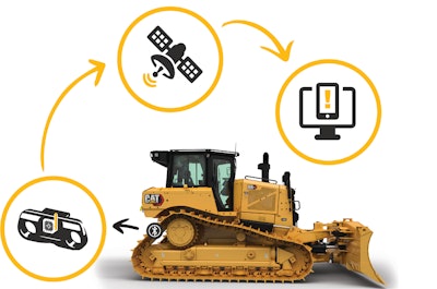 The small electronic sensor installs in a customized pocket in the track link for protection.