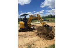 Designed for work in tight spaces, the machine is powered by a 23.6-hp Kubota engine and comes equipped with an 18-in. bucket.