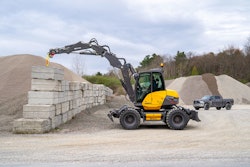 One of the benefits of a compact wheeled excavator is its ability to travel — up to 25 mph for some advanced models — whether that is zipping across a jobsite or traveling from site to site.