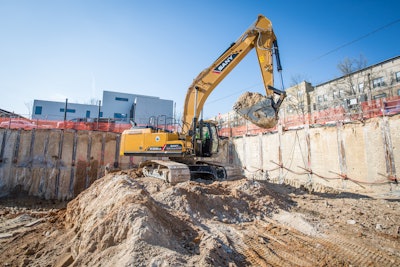 The SY335C LC is powered by a 280.3-hp Cummins L9 engine and is capable of digging up to 22 ft., 4 in. deep.