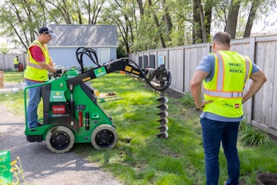 The Toro eDingo has no fuel costs and zero engine exhaust emissions. It features an operating capacity of 515-lbs. Plus, the new design has a hinge pin height of 81-in., which allows for clearing into most standard dumpsters, and 6.5 GPM hydraulic flow.