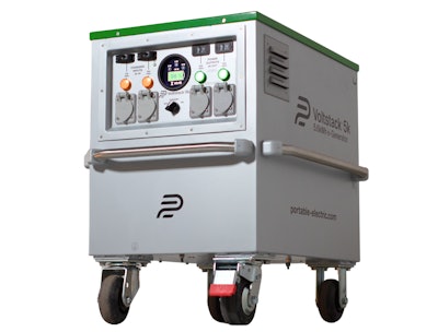 The 6.9 kWh battery electric generator can be deployed in remote construction sites and outdoor work areas.