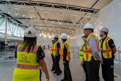 Houston Airports employees tour the new TSA Recheck area inside the new International Central Processor at Bush Airport. The recheck area is a dedicated zone for international passengers entering the U.S., who will be screened by the TSA before boarding domestic flights.