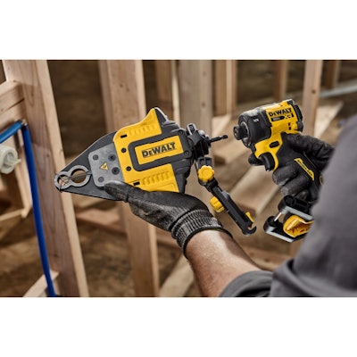DEWALT Introduces IMPACT CONNECT System Inside Pipe Cutter and PEX Crimper and Pincher Attachments From DEWALT For Construction Pros