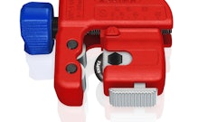 The new tri-color grip handle is comprised of three materials: a textured surface for grip and control (gray), a soft component (blue) and a high strength material for durability (red).