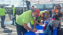 Volvo CE employees gather to celebrate 50 years of manufacturing at their North American headquarters in south central Pennsylvania.