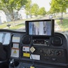 The DualEyes Camera System supports visibility on the front right tire and front right corner of the sweeper in addition to the right-side broom.