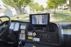 The DualEyes Camera System supports visibility on the front right tire and front right corner of the sweeper in addition to the right-side broom.