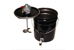 A 0.75-hp air motor equipped with a control valve allows the unit to operate from 0 to 3,000 rpm, while a 0.5-in. stainless steel shaft fitted with 5-in. diameter impellers thoroughly mix a variety of materials.