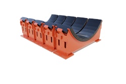 The new arrangement includes larger pad cartridges for durability and a reinforced point of connection between the pads and cradle frame.