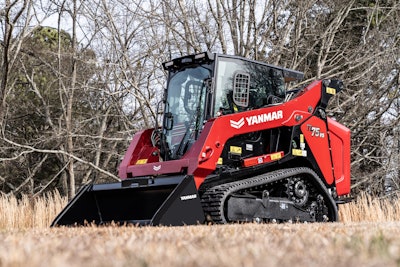 Powered by a 74-hp Yanmar Tier 4 Final diesel engine, the vertical-lift TL75VS supports at-height work and truck loading applications, featuring a high lift height and rated operating capacity.