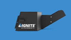 The concrete chute bucket is available in one size and has a capacity of up to 0.75 yd.