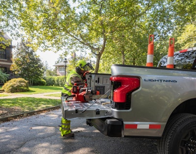 Ford Pro's F-150 Lightning offers an electric fleet solution with overnight charging that allow you to start the day at a full charge and Pro Power Onboard which turns the truck into a fully-functioning generator.