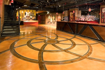 The floor of a dinner theater in Nashville - one of the many designs that caught the attention of the decorative concrete industry.