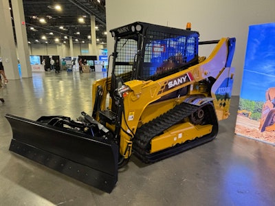 Operating on a YANMAR 4TNC98CT engine and offering a 2,430-pound rated operating capacity with a max breakout force of 5,733 lbf, the ST230V made its debut in November at Trimble Dimensions 2024.