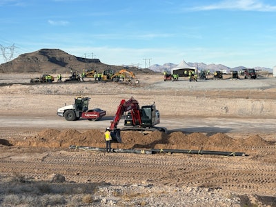 Trimble's off-site location provided a glimpse into the future of autonomy on the jobsite, featuring prototypes of an autonomous excavator and compactor.