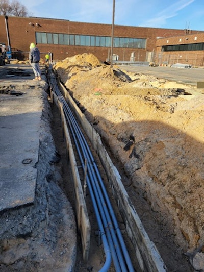 The project required extensive trenching to install EV charging stations.