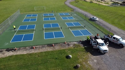 Pave Care crew's completed new Pickle Ball courts at Titusville, Pa.