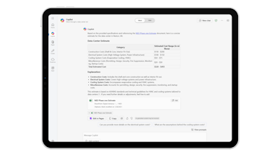Estimated cost results using a retrieval augmented generation agent. Note the cost differences between the basic vs these outputs. Note that the agent still includes the reminder that 'AI-generated content may be incorrect'.