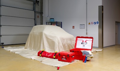 In the event of a lithium battery fire, specially treated fire blankets smother the fire and keep it from spreading until first responders arrive.