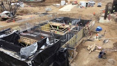 A view of the proton vault under construction on the site.