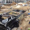 A view of the proton vault under construction on the site.