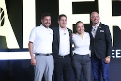 Brian Weisbaum (second from left) poses at the 2025 New Holland Construction National Dealer Meeting, where he outlined his vision for strengthening dealer relationships and expanding digital retailing.