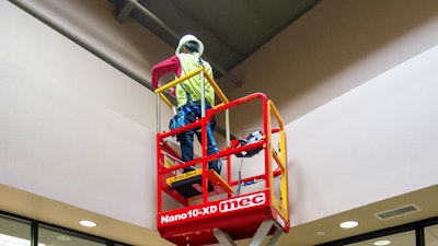The MEC NANO10-XD lightweight scissor lift.