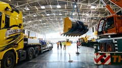 As setup begins for bauma 2025, more than 3,500 exhibitors prepare to showcase construction machinery, building material machines, mining machines, construction vehicles and construction equipment at Messe München in Munich, Germany.
