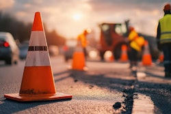 Nicoum Road Construction Workers Position Traffic Cones