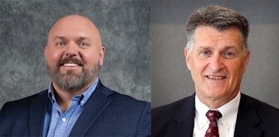 Rod Bull (left) and Rod Schrader (right). Bull is named CEO of Komatsu North America Corp. succeeding Schrader as he plans to retire.