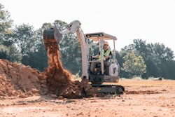 Takeuchi’s TB20e electric excavator, pictured here in its canopy configuration, will be on display in a new cab configuration at bauma 2025.