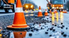Dina Row Of Bright Orange Traffic Cones