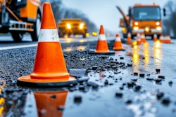Dina Row Of Bright Orange Traffic Cones