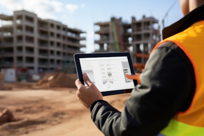 Jasmina Construction Worker Holding Tablet