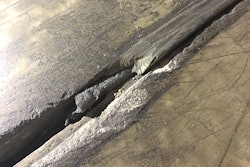Concrete joint filler improperly filled over a backer rod.