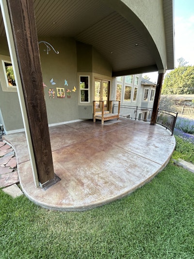 A multi-use concrete space, before the application of a coating product.