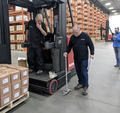 Measuring slab deflection.