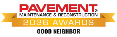 Pavement Maintenance 2026 Awards Good Neighbor logo in red and yellow