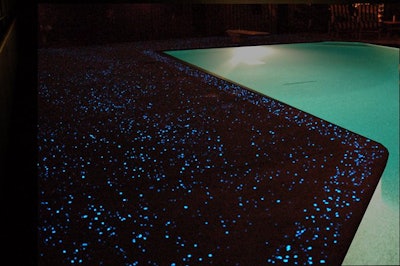 Glow-in-the-dark aggregates bring decorative concrete to life after dark.