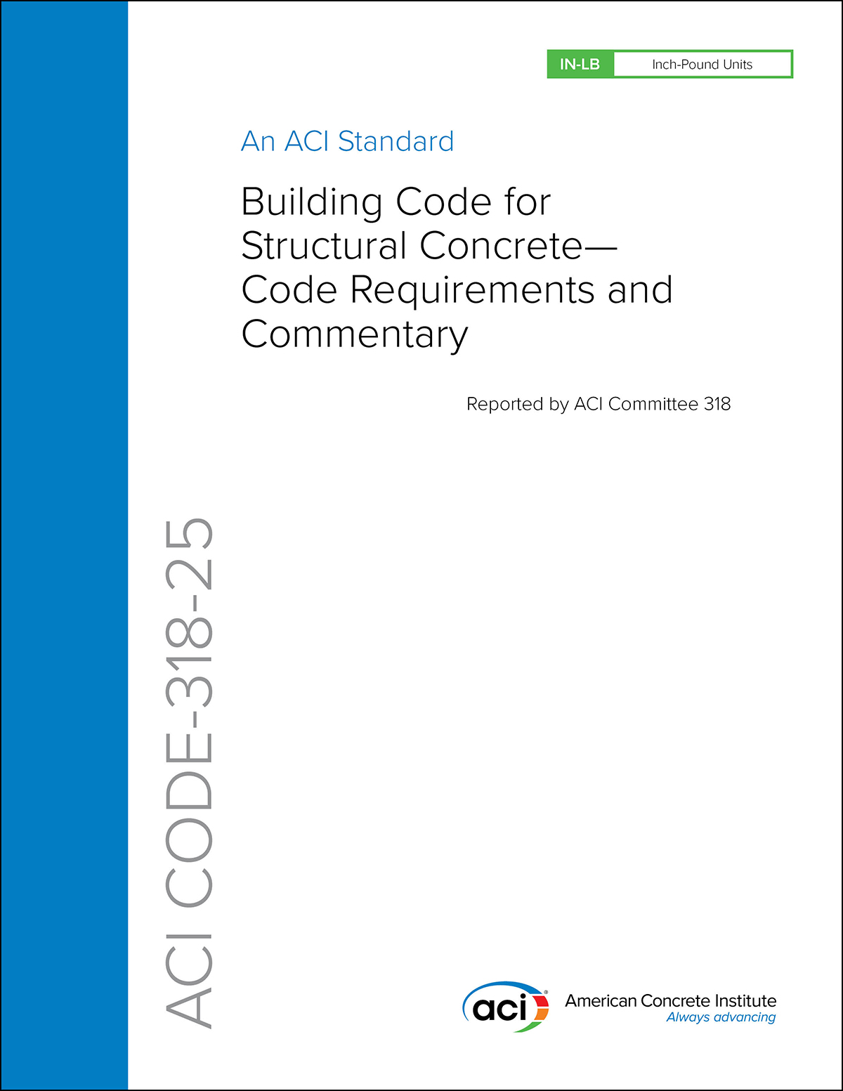 ACI 318-25 Building Code for Structural Concrete standards document cover
